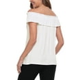 thumbnail image 6 of HDE Women's Off Shoulder Top Convertible Ruffle Blouse Tops Ivory White - S, 6 of 7