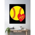 thumbnail image 2 of Softball #13 Heart Player Back No Number 13 Poster Wall Art, Modern Wall Decor For Living Room Bedroom, 24x36 UNFRAMED, 2 of 3