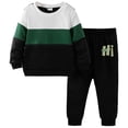 thumbnail image 4 of felwors Kid Toddler Boy Clothes Color Block Sweatshirt and Casual Pants 2Pcs Boys Fall Winter Outfits (Light Green,6-7 Years), 4 of 4