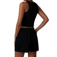 thumbnail image 3 of qolati Two Piece Sets for Women Texture Sleeveless Pullover Tops Matching Shorts 2 Piece Beach Vacation Outfits, 3 of 3