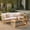 3-Seater Sofa + 2 Coffee Tables (Teak+ Beige), variant on Harper & Bright Designs Outdoor Acacia Wood Conversation Set, Patio Furniture Woven Rope 3 Seater Sofa, 2 Chairs and 2 Coffee Tables, All Weather Outdoor Patio Couch Set, Teak+ Beige