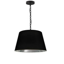 Dainolite 1LT Brynn Small Pendant, BLK/SV Shade, Black