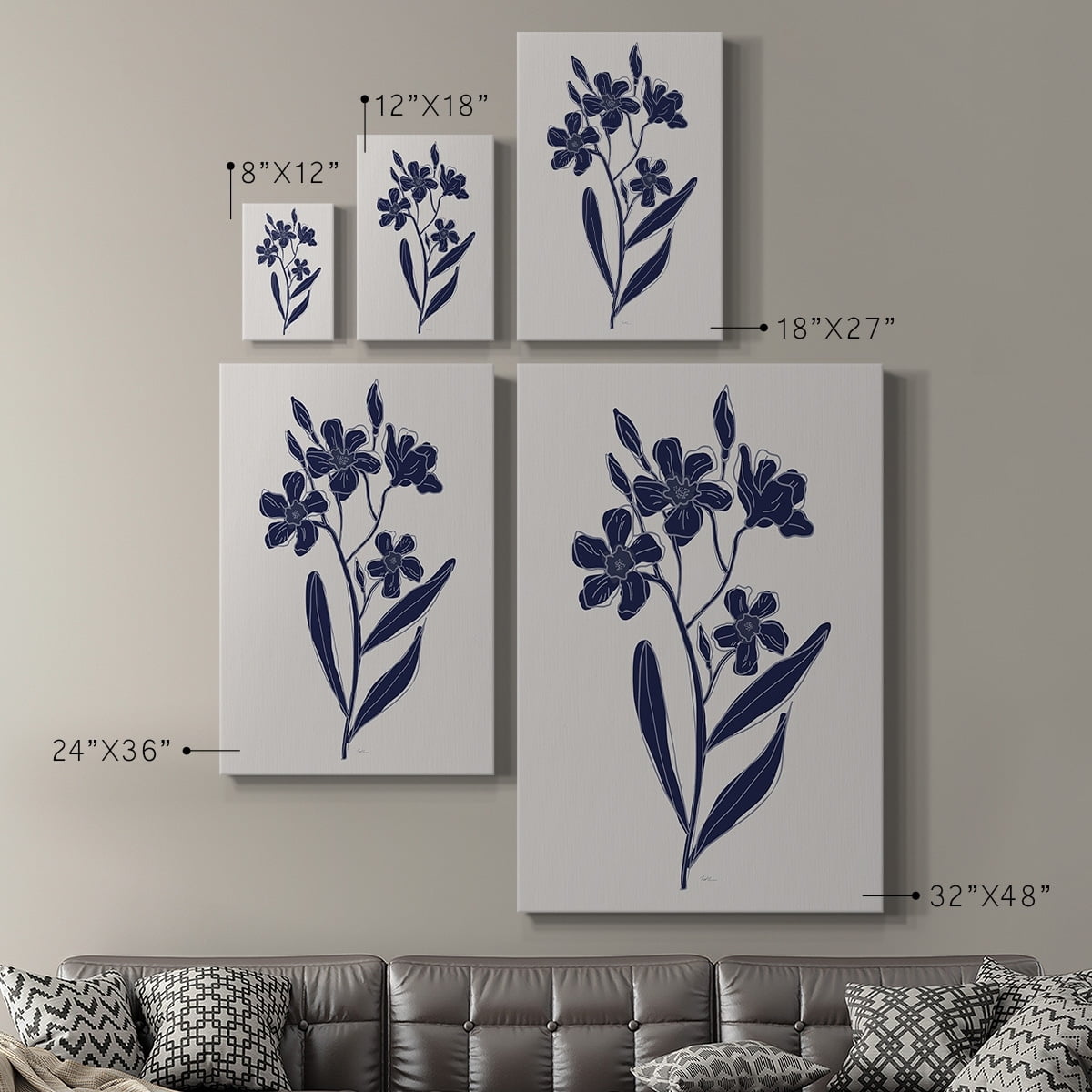 Indigo Botanical Study II Premium Gallery Wrapped Canvas - Ready to Hang