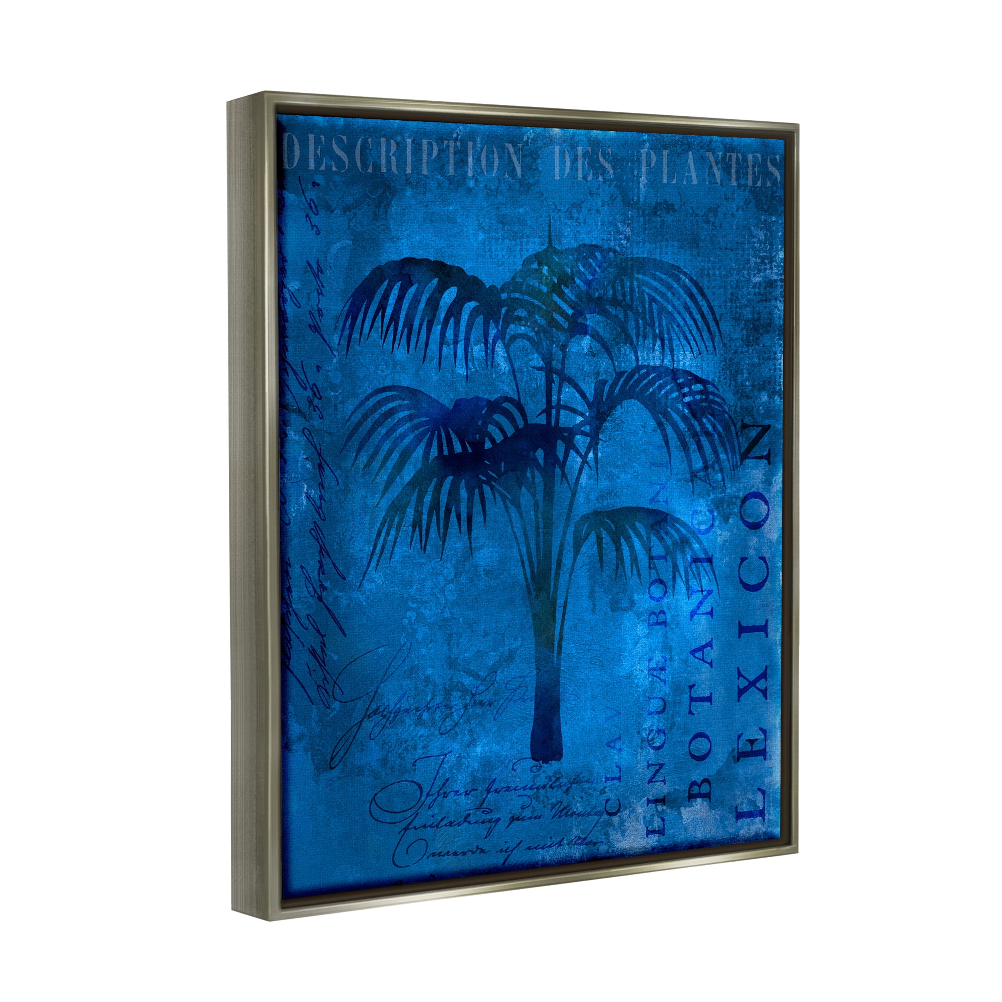 Stupell Tropical Palm Plant Collage Landscape Painting Gray Floater Framed Art Print Wall Art