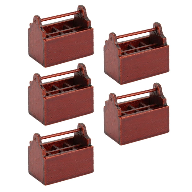 Modelo de caja de herramientas de madera, caja de herramientas de casa de muñecas de 5 piezas, modelo de caja de herramientas para casa de muñecas, juguetes para casa de muñecas, confiable y duradero