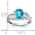 thumbnail image 2 of Primal Gold 14 Karat White Gold 8x6mm Oval Blue Topaz Checker and Diamond Ring, 2 of 4