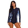 thumbnail image 1 of Charmo Women's Zip Front Rash Guard Long Sleeve Rashguard Top Sun Protection Swim Shirt, 1 of 1