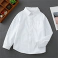 thumbnail image 2 of Ruyang Boys Unifo𝐫m School Poplin Shirts Solid Color Long Sleeve Button Down Shirt Spring Hawaiian Beach Cardigan, 2 of 4