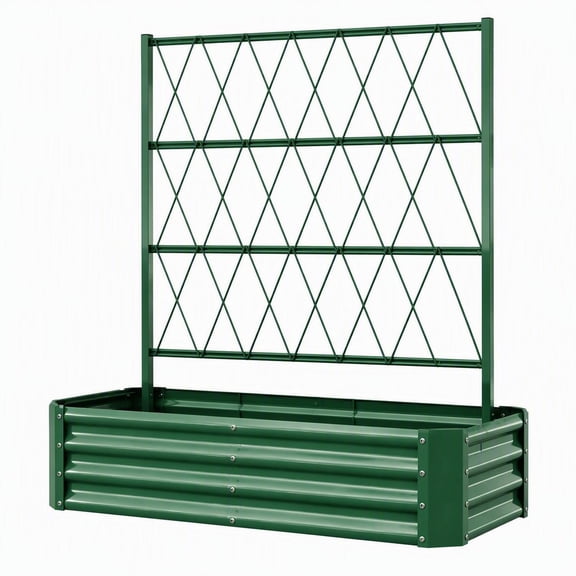 Galvanized Raised Garden Bed 4x2x1ft with Arch Trellis for Climbing Vegetables, Heavy Duty Metal Planter Box