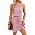 thumbnail image 3 of Women'S Waffle Knit Tank Dress Sleeveless Square Neck Casual Summer Outfit Pink XL, 3 of 9