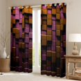 thumbnail image 2 of Feelyou Vintage Pixelate Miner Blackout Curtains Set of 2 (52x84 Each), Honeycomb Square Window Curtains, Chic Lattice Abstract Curtains and Drapes, Blackout Curtains Room Decor, 2 of 6