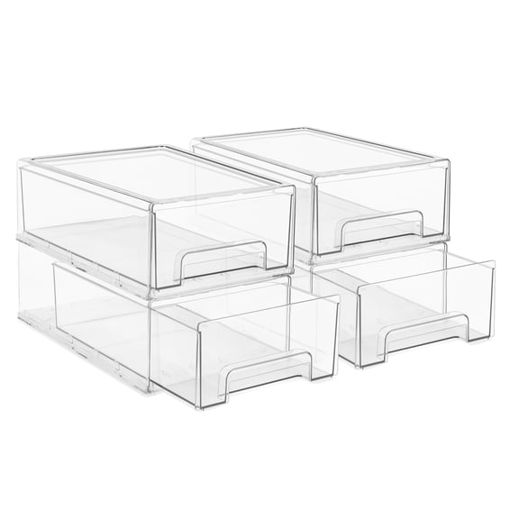 Sorbus 2-Pack (set of 4) Clear Stackable Plastic Storage Drawers with Handles – Medium Size Organizer for Closet, Bathroom, Laundry Room, Office & Home