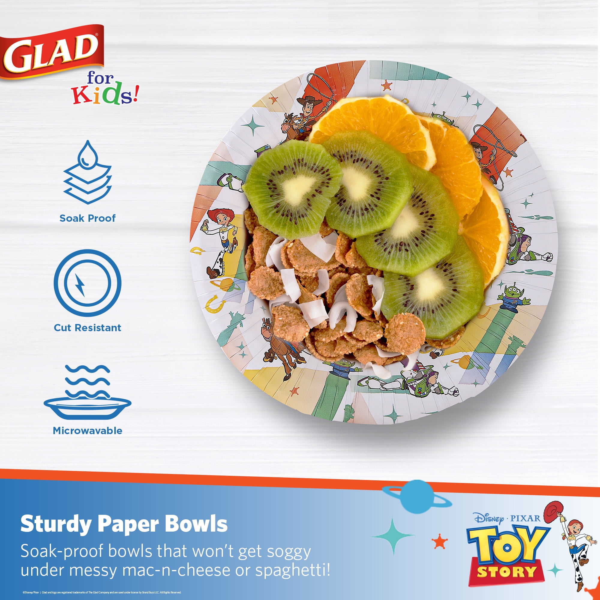 Glad Kids - 12oz Paper Bowls 40ct - Disney - Toy Story Light Beams