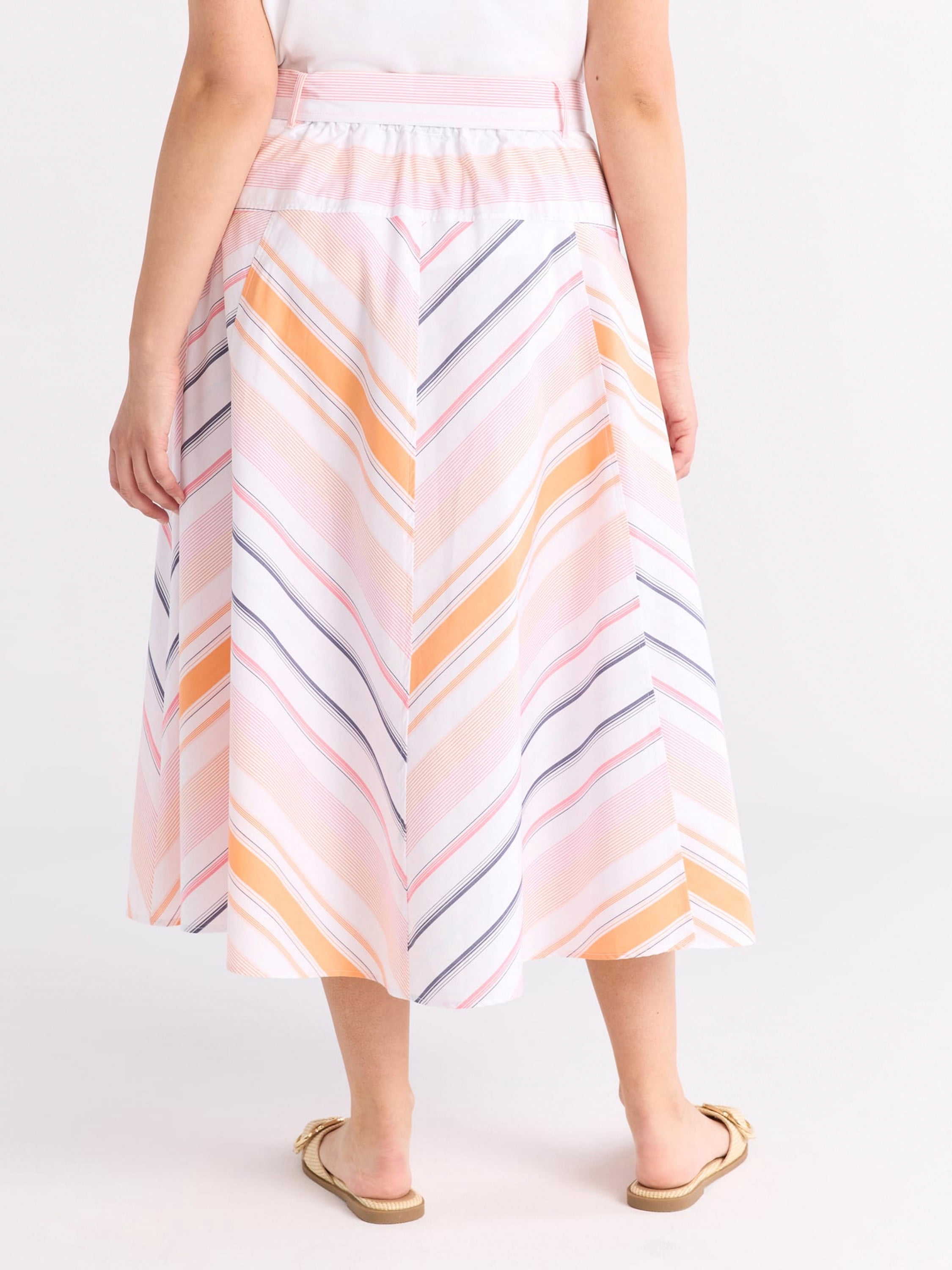 Free Assembly Women's and Women's Plus Size Belted Button Front Cotton Midi Skirt, XS-4X