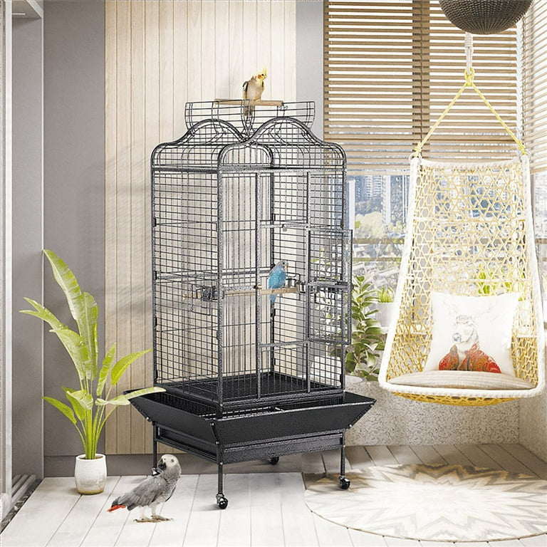 Yaheetech 63 H Open Playtop Extra Large Bird Cage Parrot Cage for African Grey Sun Conures Parakeets Cockatiels Large Rolling Metal Pet Cage with