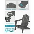 thumbnail image 5 of Folding Adirondack Chair set of 4, HDPE Patio Adirondack Chair with 2 Cup Holders, All-Weather Outdoor Chairs, Fire Pit Chairs for Patio, Garden, Poolside, Gray, 5 of 10