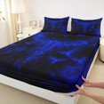 thumbnail image 4 of Feelyou Gothic Spooky Bat Bed Sheets, Blue Halloween Moth Full Size Sheets, 4-Piece, 1 Flat Sheet, 1 Fitted Sheet and 2 Pillowcases, 4 of 5