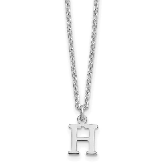 Sterling Silver Rhodium-plated Cutout Letter H Initial Necklace