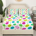 thumbnail image 3 of Erosebridal Colorful Easter Eggs Sheet Set Queen, Cartoon Rabbit Bedding Sets Queen Size, Happy Easter Decor, 3 of 7