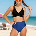 thumbnail image 2 of Girls Swimsuits 2 Piece Sporty Bikini Set Solid Color Kids Bathing Suit Adjustable Strap Summer Beach Swimwear with Chest Pad Size 3-15 Years Blue, 2 of 9
