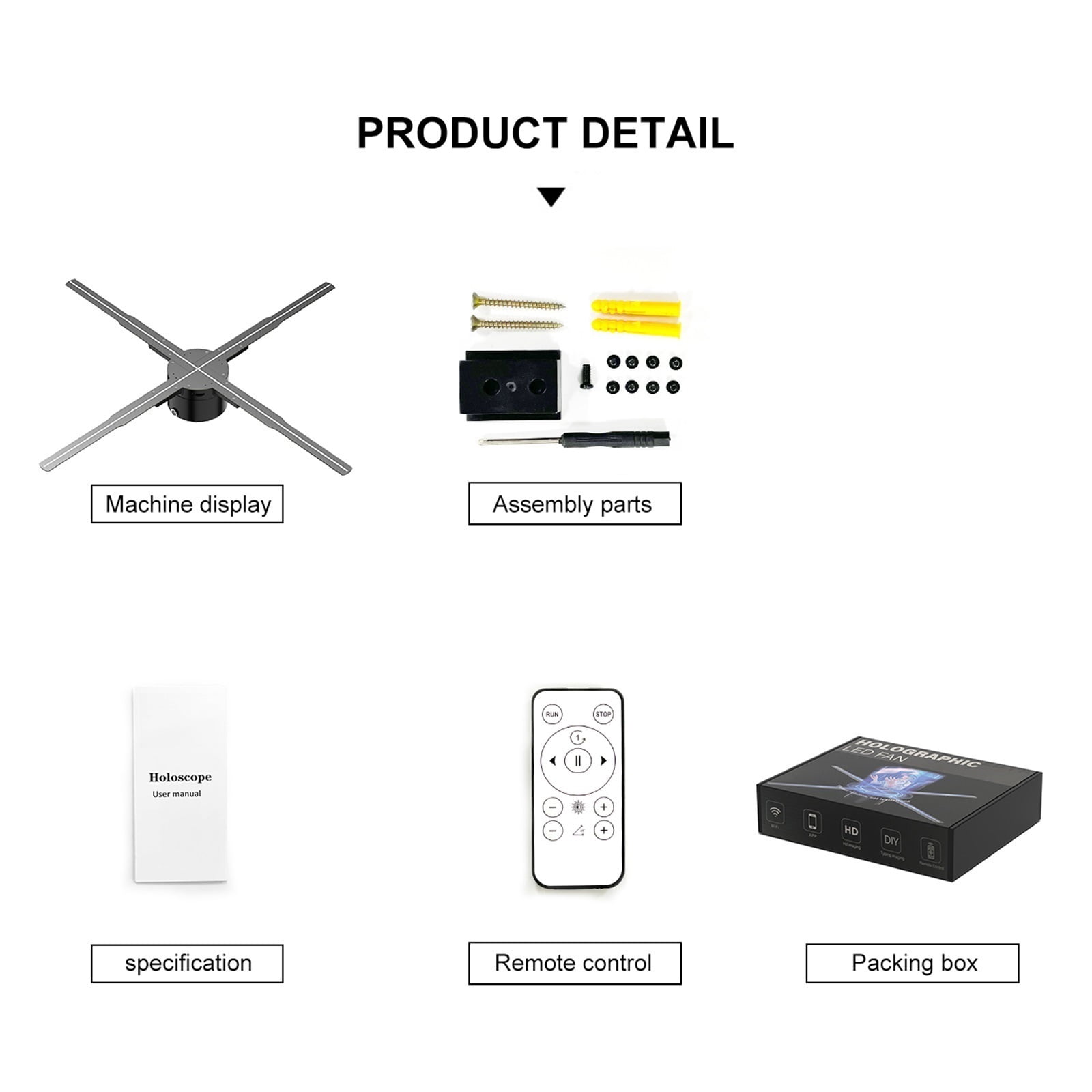 P62 3D Hologram Projector Fan Remote Wifi Control Commercial Advertising Display Lights Projector Logo Picture For Commercial Ad Festivals ,Versatile And Practical