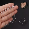 thumbnail image 3 of GKNET Double Lobe Piercing Earring Chain Studs For Two Holes Silver Golden Pin Jewelry-1 silver, 3 of 9