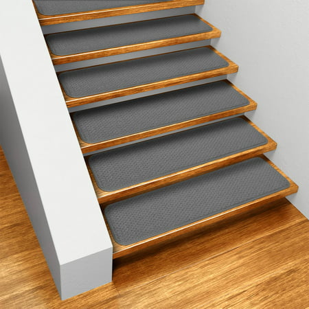 Set of 12 Skid-resistant Carpet Stair Treads - Gray - 8 In. X 23.5 In. - Several Other Sizes to Choose