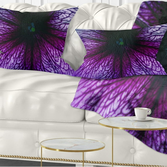 Designart 12" x 20" Purple Polyester Throw Pillow