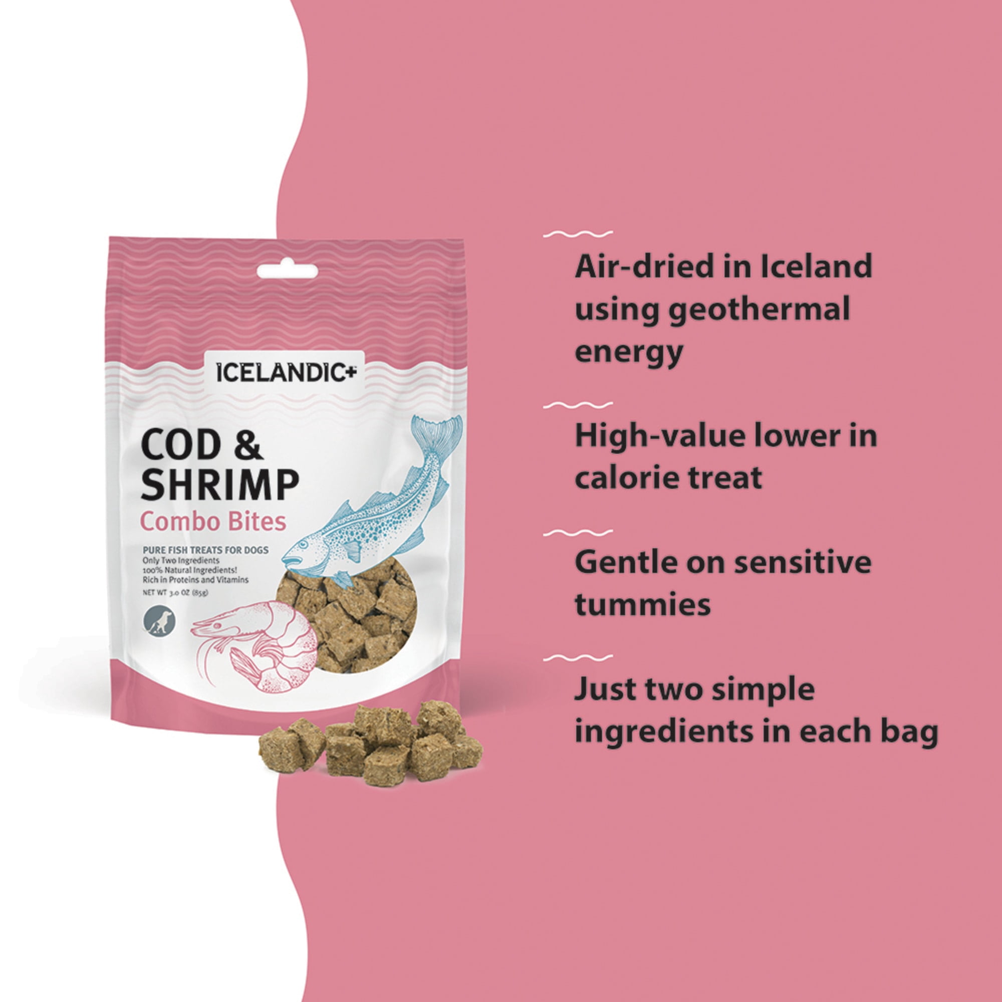 Icelandic+ Cod & Shrimp Combo Bites Dog Treat 3.0-oz Bag