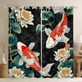 thumbnail image 1 of Erosebridal Rideaux Rétro Poisson Lot de 2 (52x84), Floral Lotus 30 %-50 % Occultants, Décoration Style Japonais, 1 of 5