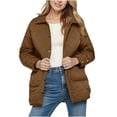 thumbnail image 2 of SwiftWear Quilted Jackets for Womens, Lightweight Long Sleeve Button Down Puffer Jacket Warm Coat Outerwear with Pockets​, Coffee, 2 of 4