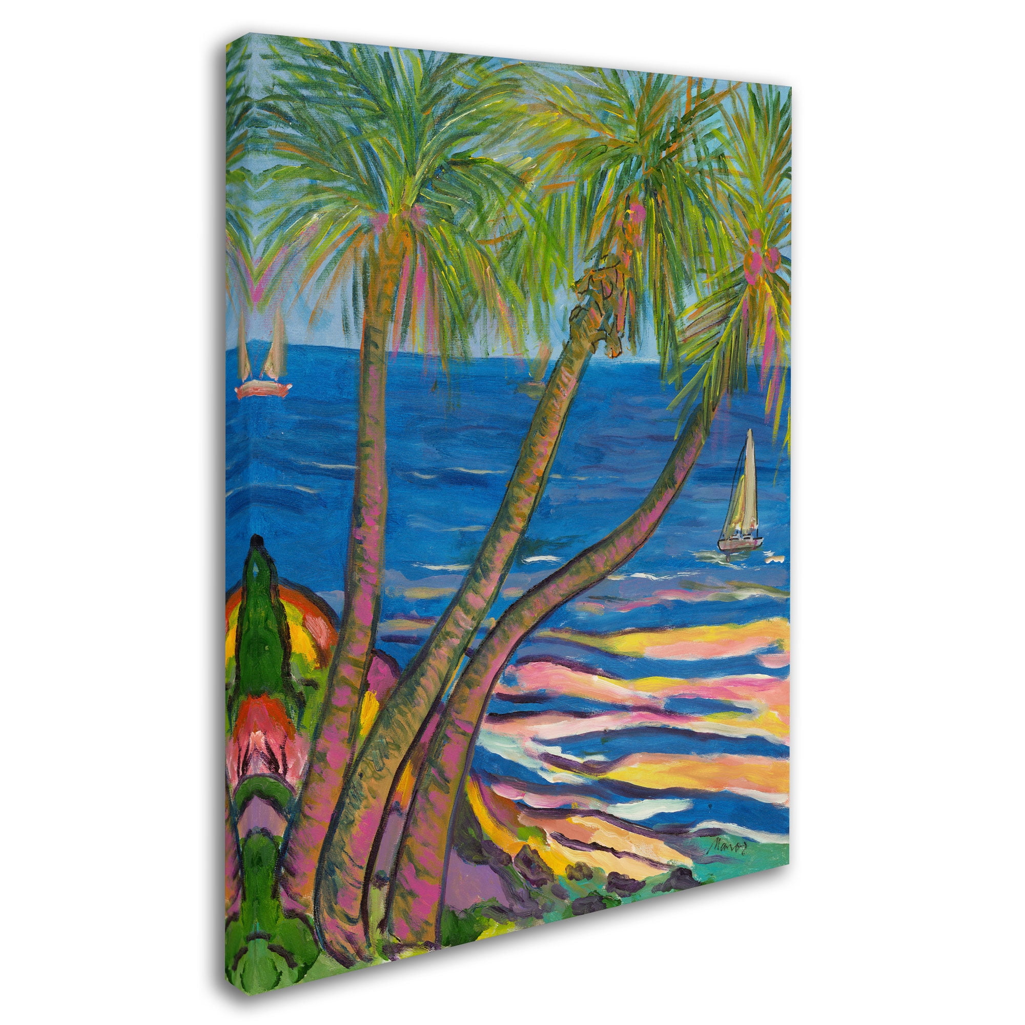Trademark Fine Art "Blue Sea with 2 Boats" Canvas Art by Manor Shadian