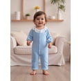 thumbnail image 4 of Spewahor Infant Baby Girls Fall Romper 0 3 6 9 12 18 Months Lace Ruffled Round Neck Long Sleeve Button Down Full Length Waffled Jumpsuit, 4 of 9
