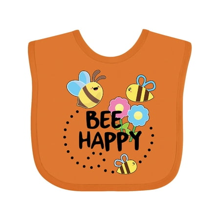 

Inktastic Bee Happy with Flowers Gift Baby Boy or Baby Girl Bib