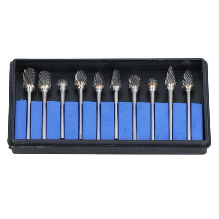 

2024 10Pcs Rotary File Tungsten Carbide Grinding Bit Tool Accessory Set Kit for Carving Drilling