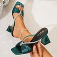 thumbnail image 5 of SACFOF Women's Heeled Sandals Two Strap Slip-On High Heels Square Open Toe Chunky Block Sandals Sexy Wedding Bridal Party Dress Shoes, 5 of 6