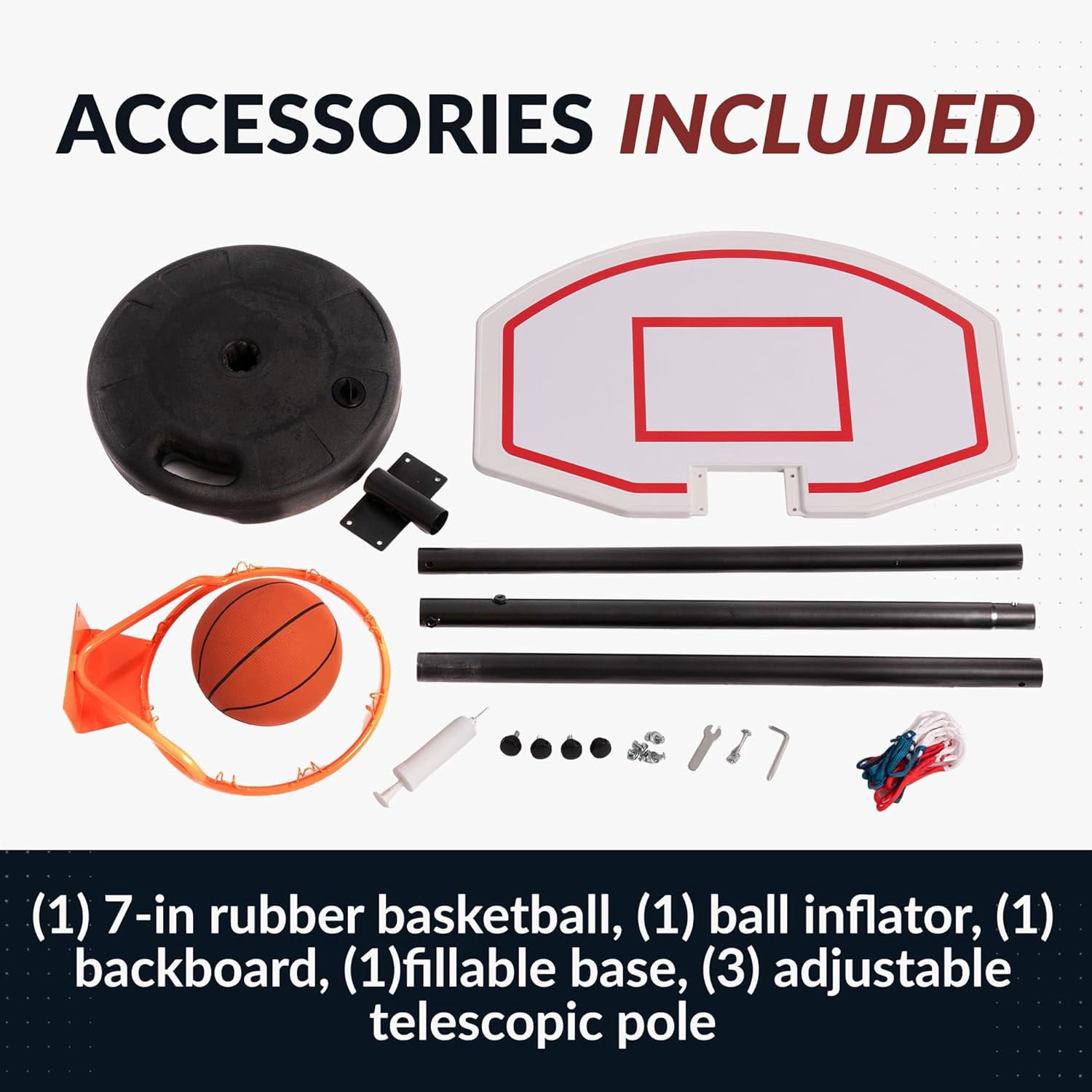 79 Inch Portable Basketball Hoop System, Height Adjustable Basketball Goal with Steel Rim, Padded Base & Weather-Resistant Backboard, Indoor Outdoor Sports for Kids and Adults