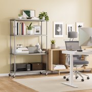 Seville Classics HOME 4-Tier Steel Wire Shelving with Wheels, 36 W x 14 D x 56.5 H, Platinum