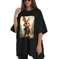 thumbnail image 4 of Plus Size Shirt for Women Black Tops for Women Short Sleeves Shirt for Women Rabit T Shirt Oversized Shirt for Women S, 4 of 5