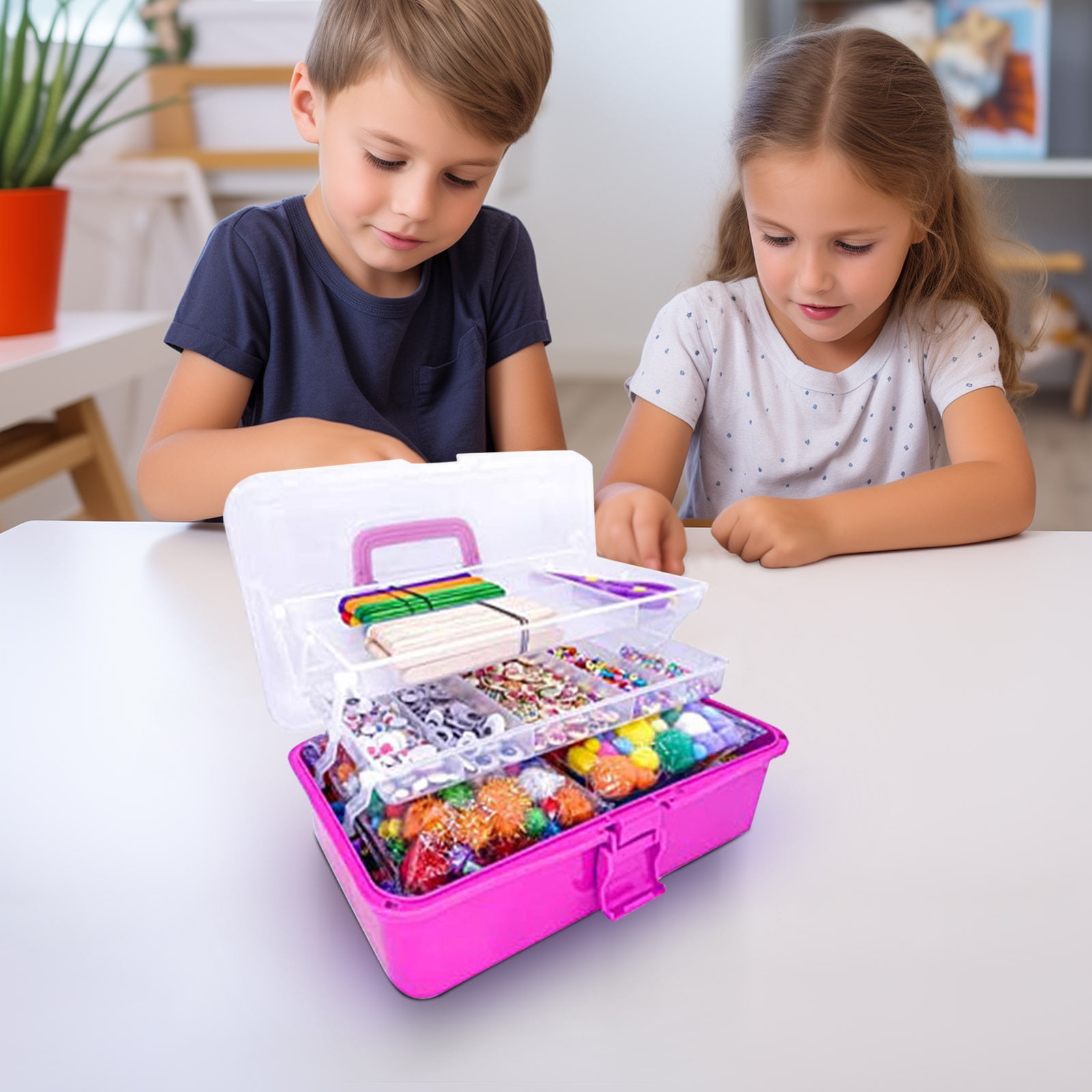 Arts and Crafts Kit for Kids Ages 2-4 Kids Art Set Craft Kits, DIY Tote Box Children’s Gift Set with Complete Art Supplies for Toddler Creative Play