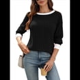 thumbnail image 2 of Camisas de Larga para Mujer, Blusas Tipo Túnica con Cuello Redondo, Suéteres Casuales, Ropa de Moda de Otoño Negro L, 2 of 10