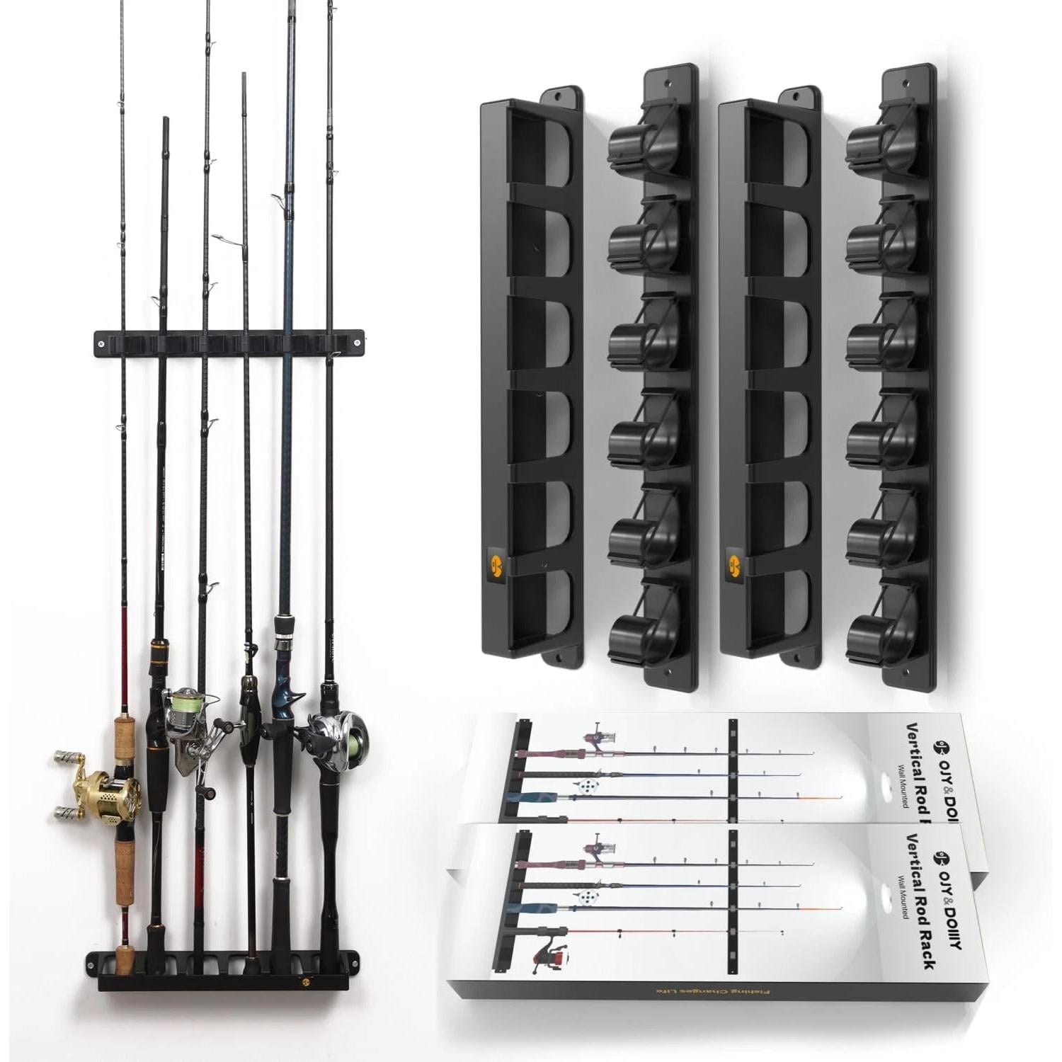 Garage Fishing Pole Organizer Wall-Mounted Vertical Rack for Rod Storage