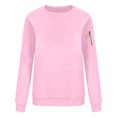 thumbnail image 4 of Htigea Sweatshirt for Women Solid Color Crewneck Long Sleeve Casual Loose Pullover Tops Lightweight Thin Fleece Sweatshirt Pink XXL, 4 of 4