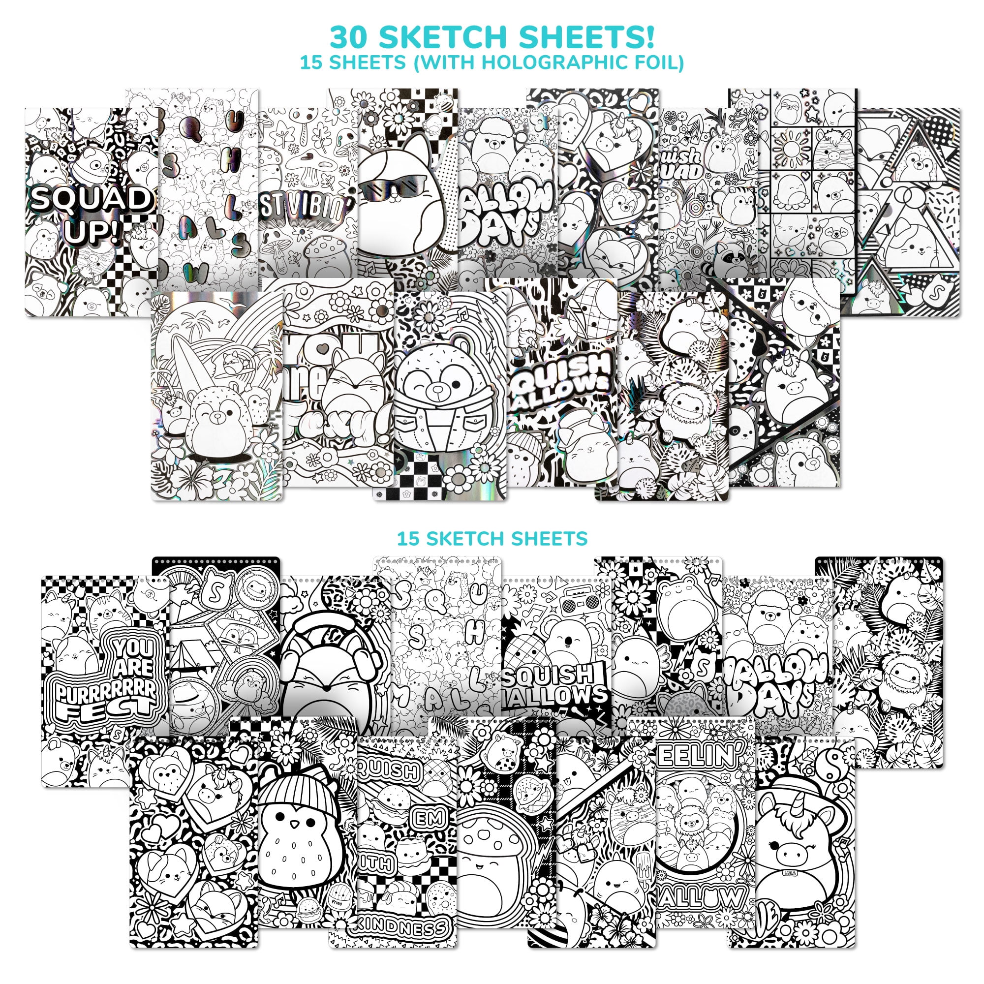 Squishmallows Mallow Out & Color Sketch Set