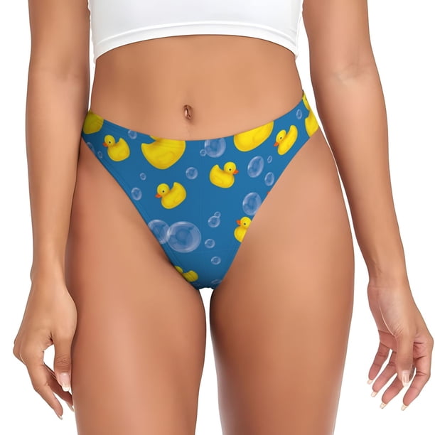 Balery Rubber Duck Tangas de Algodón para Mujer con Estampado – Ropa Interior Sexy, Transpirable, G-string-X-Small