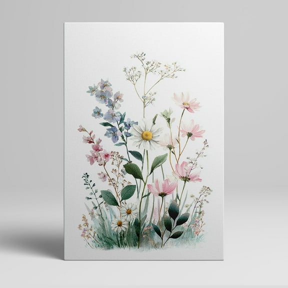 1pc Watercolor Wildflowers Canvas Wall Art - Framed Decor room hanging Wall Picture Decor for Home Gifts, living room, bathroom, bedroom, kitchen wall art decor canvas wall art