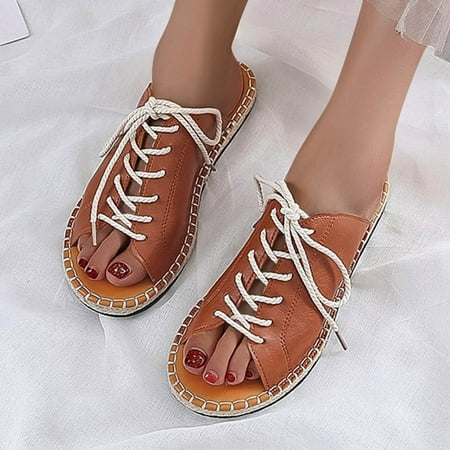 

Lydiaunistar Women s Slippers Clearance Women s Flat Shoes Ladies Beach Sandals Summer Non-Slip Causal Slippers Brown 5.5