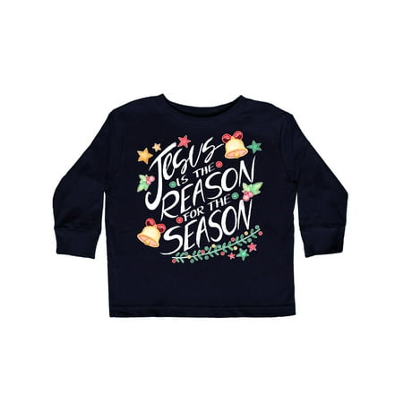 

Inktastic Jesus is the Reason for the Season Christmas Bells and Stars Gift Toddler Boy or Toddler Girl Long Sleeve T-Shirt