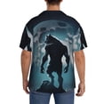 thumbnail image 3 of Gukieu Moon Wolf Warrior Print Men's Short-sleeved Shirts, Button-down Pocket Shirts, T-shirts, Beach Vacation Travel Summer Clothing-3X-Large, 3 of 5