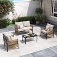 thumbnail image 5 of Jableast Outdoor Patio Furniture Set, 4 Piece Patio Conversation Sets with Coffee Table, HDPE Rope & Aluminum Armrests, All Weather Patio Set with Thick Cushions for Deck, Backyard, Indigo Ink, 5 of 9
